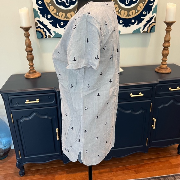 Brakeburn embroidered anchor button down scoop neck cottonshirt size 8 - Picture 4 of 8